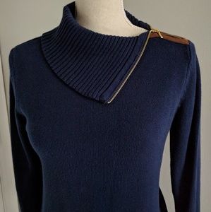 Charter club Navy zip cowl sweater